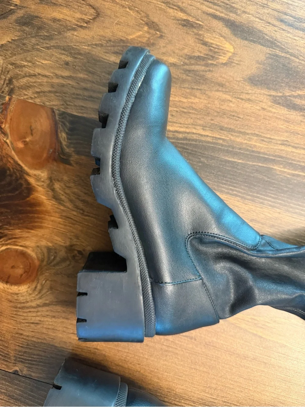 Steve Madden Black Women's Knee-High Lug Sole Riding Boots